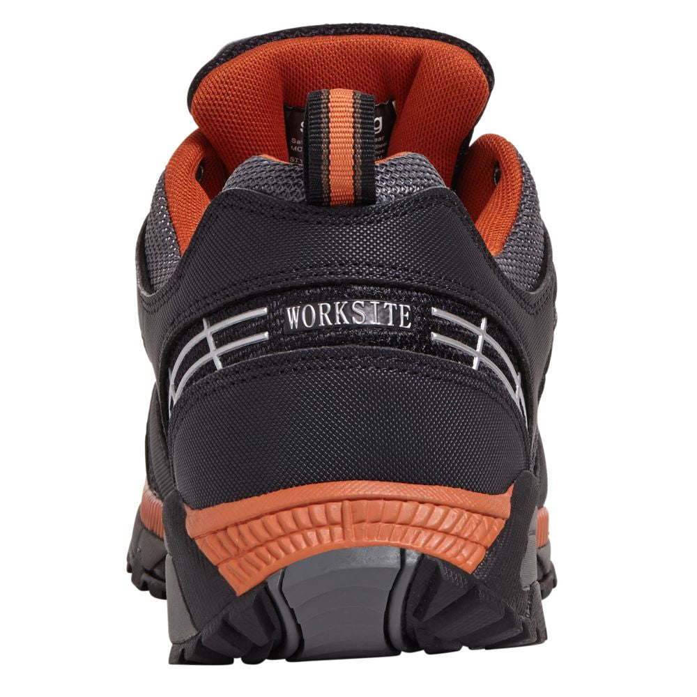 This is an image of Work Site - Black/Orange Sports Safety Trainer SS607SM 9 available to order from T.H Wiggans Architectural Ironmongery in Kendal, quick delivery and discounted prices.