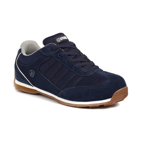 This is an image of Apache - Navy Suede Retro Safety Trainer Strike Navy 12 available to order from T.H Wiggans Architectural Ironmongery in Kendal, quick delivery and discounted prices.