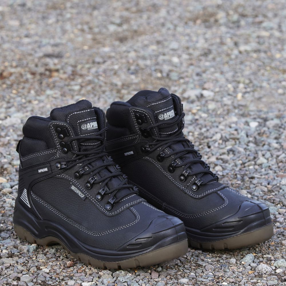 This is an image of Apache - Black Waterproof Safety Hiker RANGER BLACK 13 available to order from T.H Wiggans Architectural Ironmongery in Kendal, quick delivery and discounted prices.