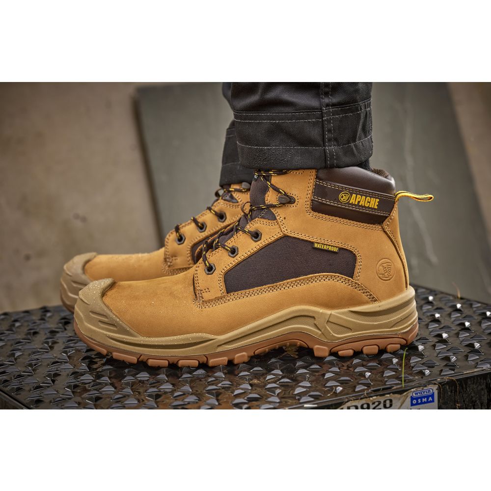 This is an image of Apache - Honey Nubuck Metal Free Waterproof Safety Boot Arizona 13 available to order from T.H Wiggans Architectural Ironmongery in Kendal, quick delivery and discounted prices.