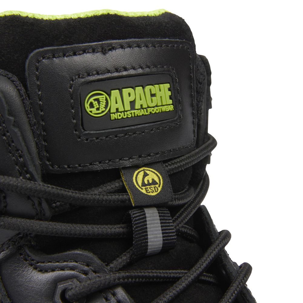 This is an image of Apache - Black Waterproof ESD Safety Boot - GTS Outsole Cranbrook 7 available to order from T.H Wiggans Architectural Ironmongery in Kendal, quick delivery and discounted prices.