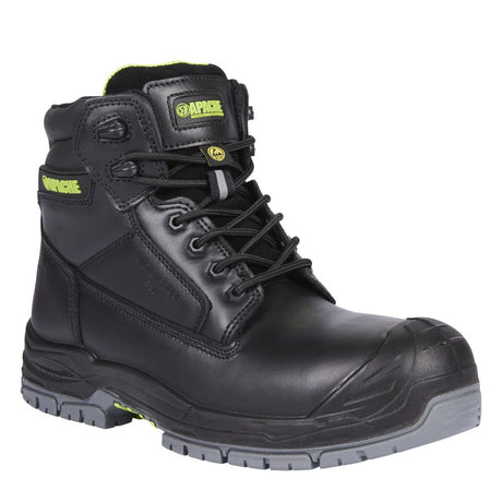 This is an image of Apache - Black Waterproof ESD Safety Boot - GTS Outsole Cranbrook 13 available to order from T.H Wiggans Architectural Ironmongery in Kendal, quick delivery and discounted prices.