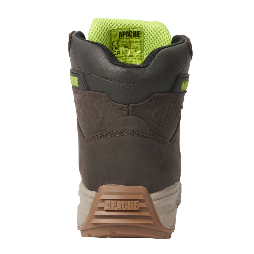 This is an image of Apache - Brown Leather Waterproof Safety Boot - XTS Outsole Moose Jaw Brown 5 available to order from T.H Wiggans Architectural Ironmongery in Kendal, quick delivery and discounted prices.