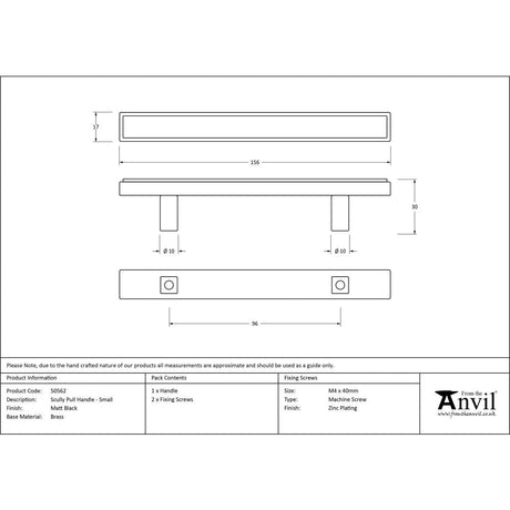 This is an image showing From The Anvil - Matt Black Scully Pull Handle - Small available from trade door handles, quick delivery and discounted prices