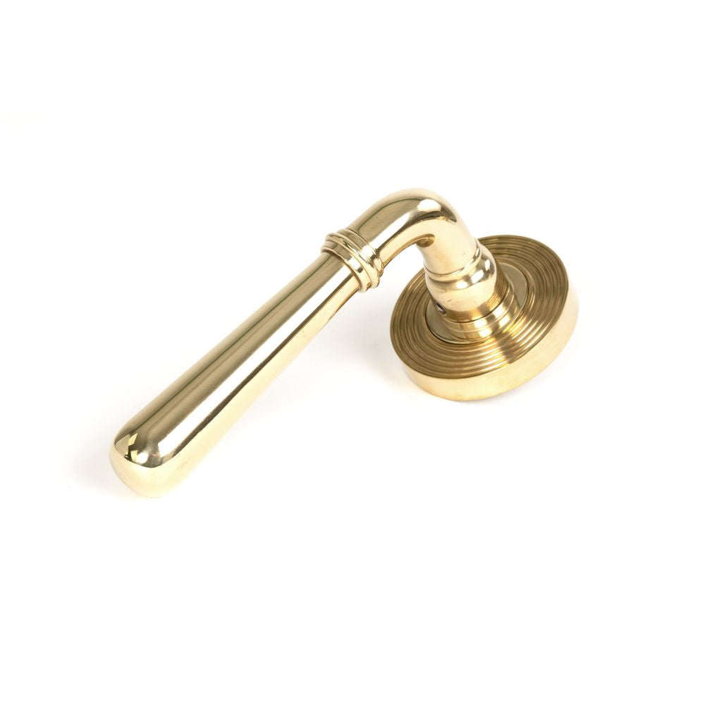 This is an image of From The Anvil - Polished Brass Newbury Lever on Rose Set (Beehive) available to order from T.H Wiggans Architectural Ironmongery in Kendal, quick delivery and discounted prices.