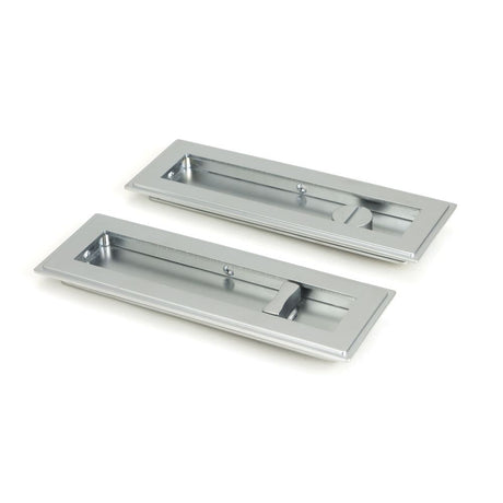 This is an image of From The Anvil - Satin Chrome 175mm Art Deco Rectangular Pull - Privacy Set available to order from T.H Wiggans Architectural Ironmongery in Kendal, quick delivery and discounted prices.