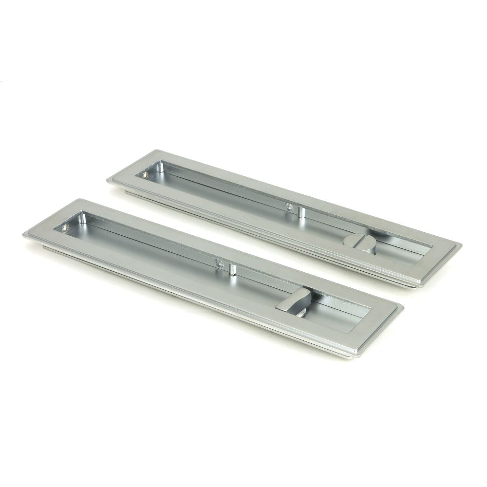 This is an image of From The Anvil - Satin Chrome 250mm Art Deco Rectangular Pull - Privacy Set available to order from T.H Wiggans Architectural Ironmongery in Kendal, quick delivery and discounted prices.