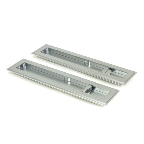 This is an image of From The Anvil - Satin Chrome 250mm Art Deco Rectangular Pull - Privacy Set available to order from T.H Wiggans Architectural Ironmongery in Kendal, quick delivery and discounted prices.