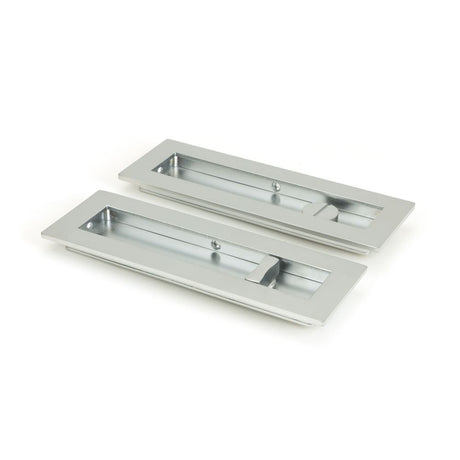 This is an image of From The Anvil - Satin Chrome 175mm Plain Rectangular Pull - Privacy Set available to order from T.H Wiggans Architectural Ironmongery in Kendal, quick delivery and discounted prices.