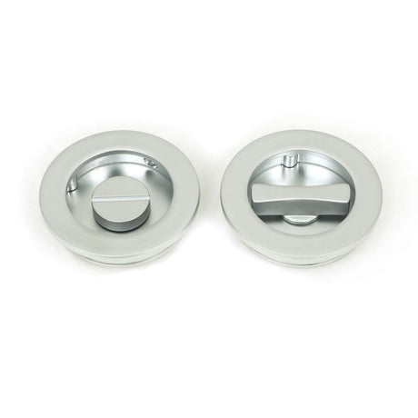 This is an image of From The Anvil - Satin Chrome 60mm Plain Round Pull - Privacy Set available to order from T.H Wiggans Architectural Ironmongery in Kendal, quick delivery and discounted prices.