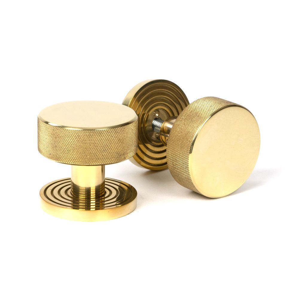 This is an image of From The Anvil - Polished Brass Brompton Mortice/Rim Knob Set Knob (Beehive) available to order from T.H Wiggans Architectural Ironmongery in Kendal, quick delivery and discounted prices.