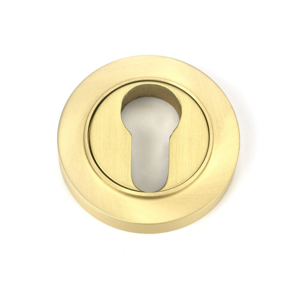 This is an image of From The Anvil - Satin Brass Round Euro Escutcheon (Plain) available to order from T.H Wiggans Architectural Ironmongery in Kendal, quick delivery and discounted prices.