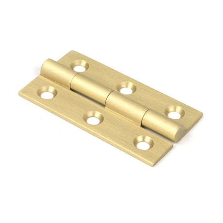 This is an image showing From The Anvil - Satin Brass 2" Butt Hinge (pair) available from T.H Wiggans Architectural Ironmongery in Kendal, quick delivery and discounted prices