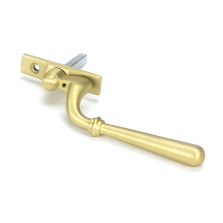 This is an image showing From The Anvil - Satin Brass Newbury Espag - LH available from T.H Wiggans Architectural Ironmongery in Kendal, quick delivery and discounted prices