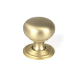 This is an image showing From The Anvil - Satin Brass Mushroom Cabinet Knob 32mm available from T.H Wiggans Architectural Ironmongery in Kendal, quick delivery and discounted prices