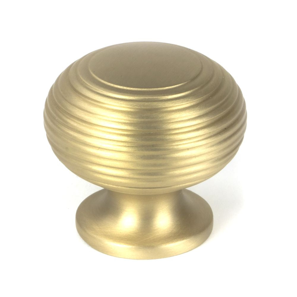 This is an image showing From The Anvil - Satin Brass Beehive Cabinet Knob 40mm available from T.H Wiggans Architectural Ironmongery in Kendal, quick delivery and discounted prices