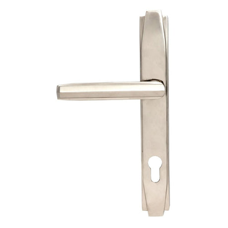 This is an image showing From The Anvil - Polished Nickel Art Deco Slimline Lever Espag. Lock Set available from trade door handles, quick delivery and discounted prices