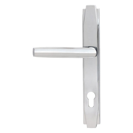 This is an image showing From The Anvil - Polished Chrome Art Deco Slimline Lever Espag. Lock Set available from trade door handles, quick delivery and discounted prices