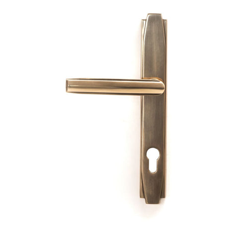 This is an image showing From The Anvil - Polished Bronze Art Deco Slimline Lever Espag. Lock Set available from trade door handles, quick delivery and discounted prices