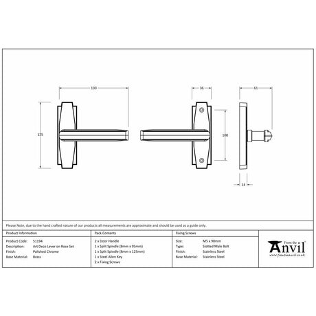 This is an image showing From The Anvil - Polished Chrome Art Deco Lever on Rose Set available from trade door handles, quick delivery and discounted prices