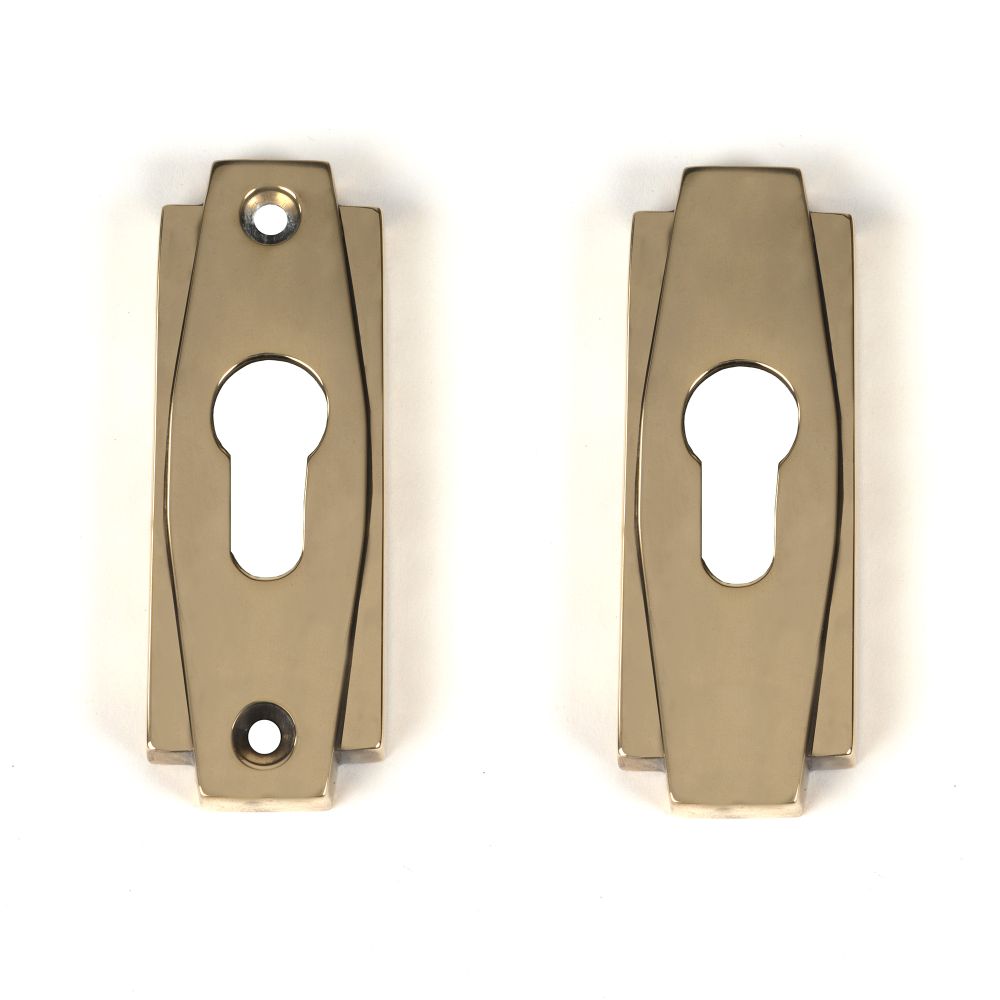 This is an image showing From The Anvil - Aged Brass Art Deco Euro Escutcheon (Set) available from trade door handles, quick delivery and discounted prices