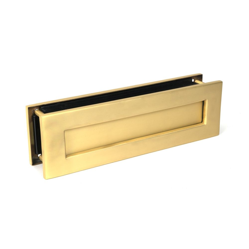 This is an image of From The Anvil - Satin Brass Traditional Letterbox 315 x 92mm available to order from T.H Wiggans Architectural Ironmongery in Kendal, quick delivery and discounted prices.