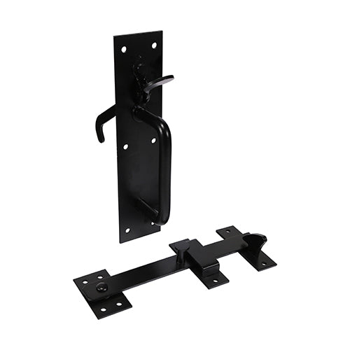 This is an image showing TIMCO Suffolk Latch - Heavy Duty - Black - 219 x 50mm - 1 Each Plain Bag available from T.H Wiggans Ironmongery in Kendal, quick delivery at discounted prices.