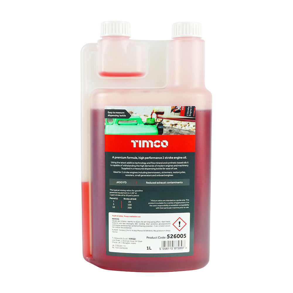 This is an image showing TIMCO 2 Stroke Engine Oil - 1L - 1 Each Bottle available from T.H Wiggans Ironmongery in Kendal, quick delivery at discounted prices.