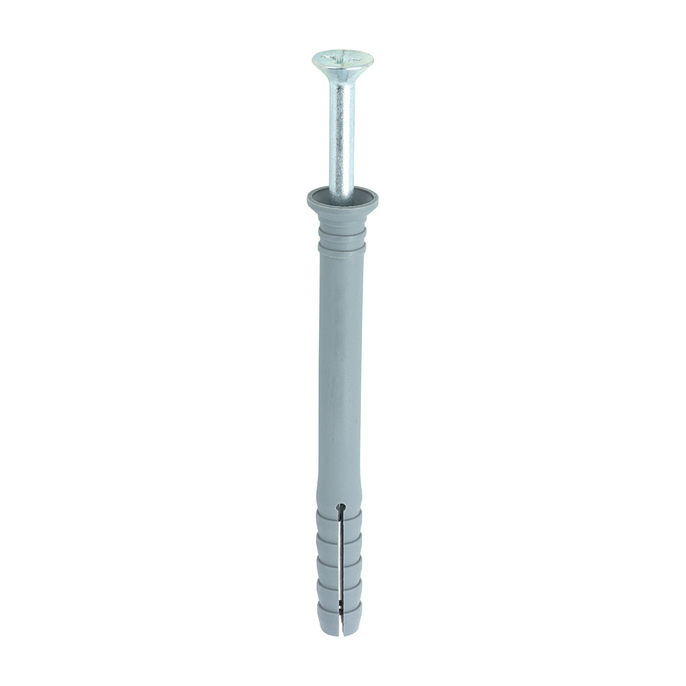 This is an image showing TIMCO Nylon Hammer Fixings - PZ - Zinc - 6.0 x 40 - 10 Pieces TIMpac available from T.H Wiggans Ironmongery in Kendal, quick delivery at discounted prices.