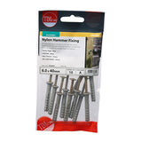 This is an image showing TIMCO Nylon Hammer Fixings - PZ - Zinc - 6.0 x 40 - 10 Pieces TIMpac available from T.H Wiggans Ironmongery in Kendal, quick delivery at discounted prices.