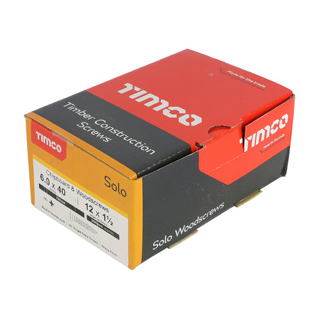 This is an image showing TIMCO Solo Chipboard & Woodscrews - PZ - Double Countersunk - Yellow - 6.0 x 40 - 200 Pieces Box available from T.H Wiggans Ironmongery in Kendal, quick delivery at discounted prices.