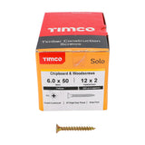 This is an image showing TIMCO Solo Chipboard & Woodscrews - PZ - Double Countersunk - Yellow - 6.0 x 50 - 200 Pieces Box available from T.H Wiggans Ironmongery in Kendal, quick delivery at discounted prices.