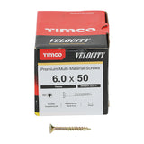 This is an image showing TIMCO Velocity Premium Multi-Use Screws - PZ - Double Countersunk - Yellow
 - 6.0 x 50 - 200 Pieces Box available from T.H Wiggans Ironmongery in Kendal, quick delivery at discounted prices.