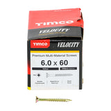 This is an image showing TIMCO Velocity Premium Multi-Use Screws - PZ - Double Countersunk - Yellow
 - 6.0 x 60 - 200 Pieces Box available from T.H Wiggans Ironmongery in Kendal, quick delivery at discounted prices.