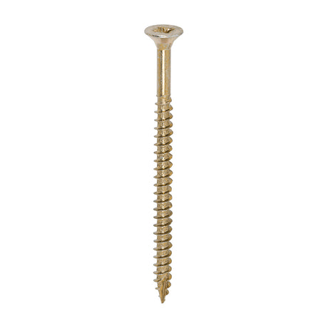 This is an image showing TIMCO Classic Multi-Purpose Screws - PZ - Double Countersunk - Yellow - 6.0 x 90 - 100 Pieces Box available from T.H Wiggans Ironmongery in Kendal, quick delivery at discounted prices.