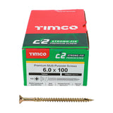 This is an image showing TIMCO C2 Strong-Fix - PZ - Double Countersunk - Twin-Cut - Yellow - 6.0 x 100 - 100 Pieces Box available from T.H Wiggans Ironmongery in Kendal, quick delivery at discounted prices.