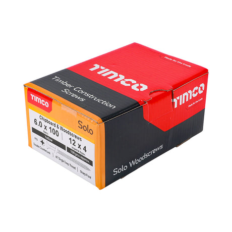 This is an image showing TIMCO Solo Chipboard & Woodscrews - PZ - Double Countersunk - Yellow - 6.0 x 100 - 100 Pieces Box available from T.H Wiggans Ironmongery in Kendal, quick delivery at discounted prices.