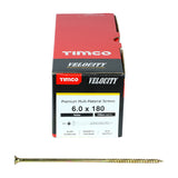 This is an image showing TIMCO Velocity Premium Multi-Use Screws - PZ - Double Countersunk - Yellow
 - 6.0 x 180 - 100 Pieces Box available from T.H Wiggans Ironmongery in Kendal, quick delivery at discounted prices.