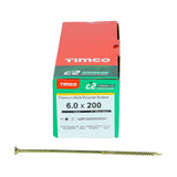 This is an image showing TIMCO C2 Strong-Fix - PZ - Double Countersunk - Twin-Cut - Yellow - 6.0 x 200 - 100 Pieces Box available from T.H Wiggans Ironmongery in Kendal, quick delivery at discounted prices.