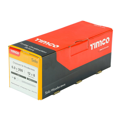 This is an image showing TIMCO Solo Chipboard & Woodscrews - PZ - Double Countersunk - Zinc - 6.0 x 200 - 100 Pieces Box available from T.H Wiggans Ironmongery in Kendal, quick delivery at discounted prices.