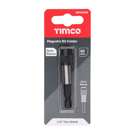 This is an image showing TIMCO Quick Release Magnetic Adaptor - 1/4 x 60 - 1 Each Blister Pack available from T.H Wiggans Ironmongery in Kendal, quick delivery at discounted prices.