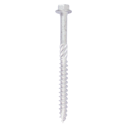 This is an image showing TIMCO Timber Frame Construction & Landscaping Screws - Hex - Exterior - Silver Organic - 6.0 x 40 - 10 Pieces TIMbag available from T.H Wiggans Ironmongery in Kendal, quick delivery at discounted prices.