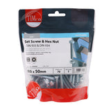 This is an image showing TIMCO Set Screws & Hex Nuts - Grade 8.8 - Zinc - M6 x 50 - 70 Pieces TIMbag available from T.H Wiggans Ironmongery in Kendal, quick delivery at discounted prices.