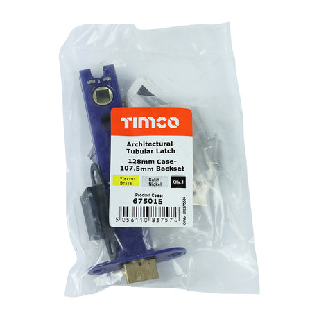 This is an image showing TIMCO Architectural Tubular Latch - Electro Brass & Satin Nickel - 128 case / 107.5 backset - 1 Each Plain Bag available from T.H Wiggans Ironmongery in Kendal, quick delivery at discounted prices.