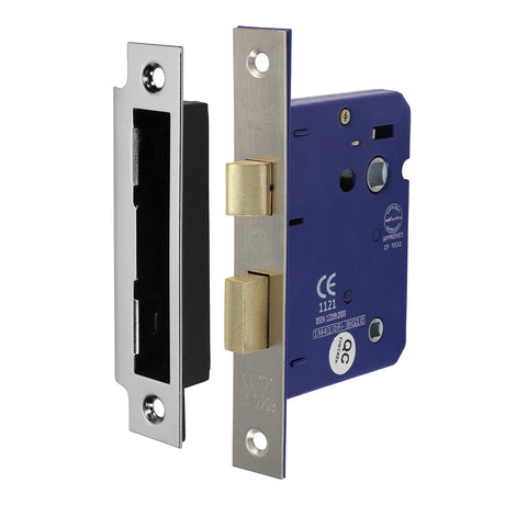 This is an image showing TIMCO Bathroom Lock - Satin Nickel - 78mm - 1 Each Box available from T.H Wiggans Ironmongery in Kendal, quick delivery at discounted prices.