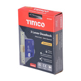 This is an image showing TIMCO 3 Lever Deadlock - Electro Brass - 78 case / 58 backset - 1 Each Box available from T.H Wiggans Ironmongery in Kendal, quick delivery at discounted prices.