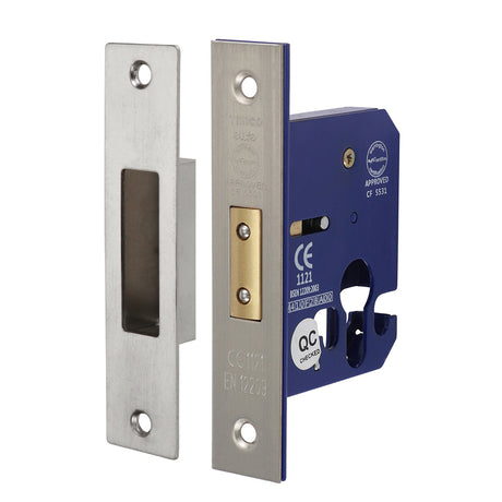 This is an image showing TIMCO Euro Deadlock - Satin Nickel - 66 case / 45 backset - 1 Each Box available from T.H Wiggans Ironmongery in Kendal, quick delivery at discounted prices.