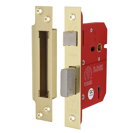 This is an image showing TIMCO 5 Lever British Standard Sashlock - Electro Brass - 78 case / 57 backset - 1 Each Box available from T.H Wiggans Ironmongery in Kendal, quick delivery at discounted prices.