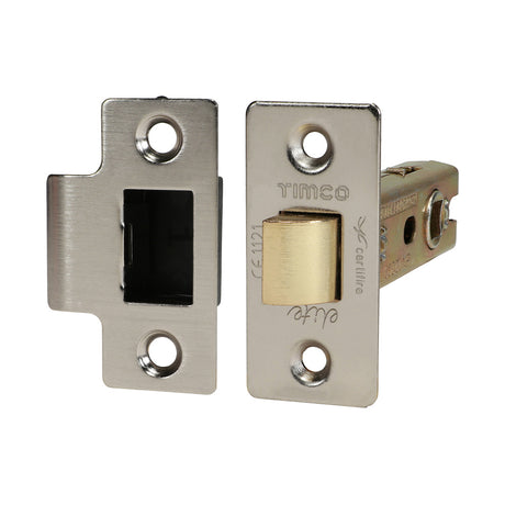 This is an image showing TIMCO Tubular Latch - Satin Nickel - 76 case / 57 backset - 1 Each Plain Bag available from T.H Wiggans Ironmongery in Kendal, quick delivery at discounted prices.