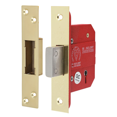 This is an image showing TIMCO 5 Lever British Standard Deadlock - Electro Brass - 66 case / 45 backset - 1 Each Box available from T.H Wiggans Ironmongery in Kendal, quick delivery at discounted prices.